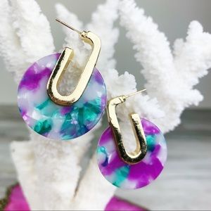 {Isabella} Marbled Acrylic Circle Drop Earrings